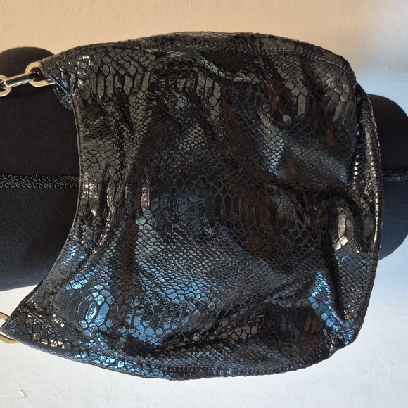 Michael Kors Black Patent Python Hobo Purse Great Condition - Picture 2 of 11